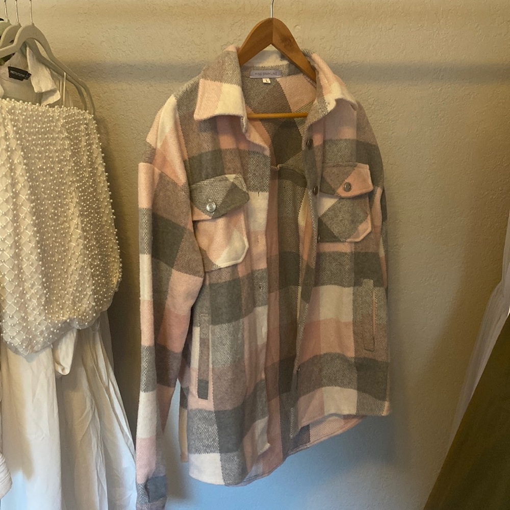 Gray and pink flannel